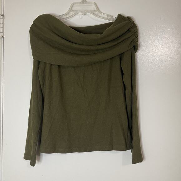 NEW! Reformation Azura knit off shoulder long sleeve olive green top size small - Picture 3 of 6